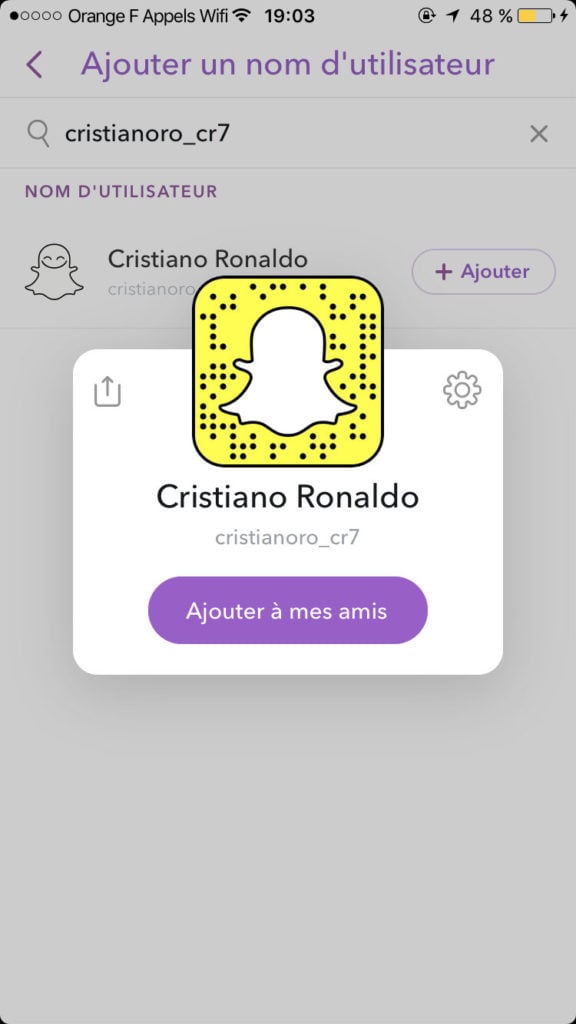 Snapchat Cristiano Ronaldo : compte Snap officiel