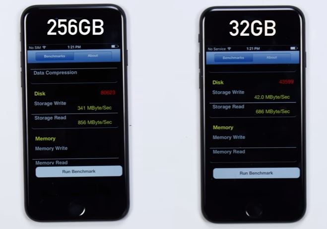iPhone 7 32 Go : une vitesse d’écriture plus lente que les 128 & 256 Go