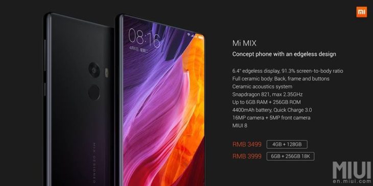Mi Mix : Xiaomi sort son smartphone sans bord avant l’iPhone 8