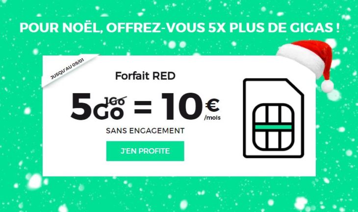 SFR RED : un forfait 4G 5 Go à 10€/mois à vie pour Noël !