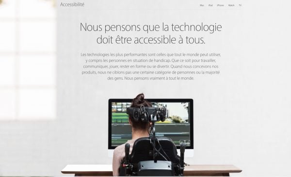 Apple : la nouvelle page “Accessibilité” disponible en français