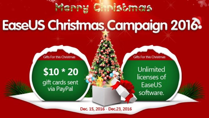 Noël 2016 : des cartes cadeaux Paypal & des logiciels EaseUS à gagner