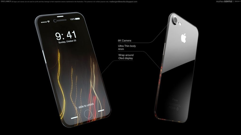 Concept : un iPhone 8 sans bordure, par Matteo Gentile