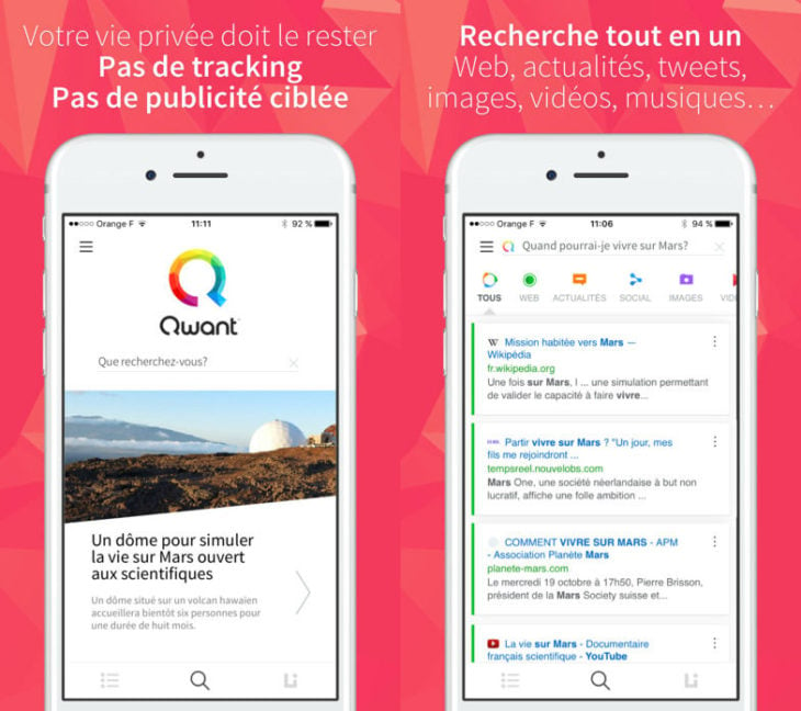 Qwant : le Google français disponible sur l’App Store