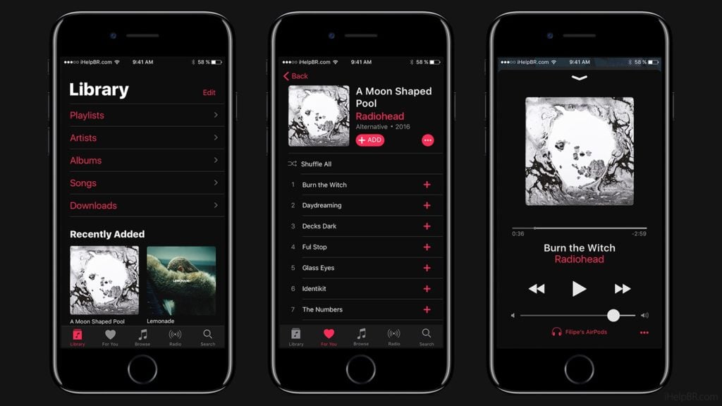 iOS 11 : un concept basé sur Apple Music, avec un mode sombre