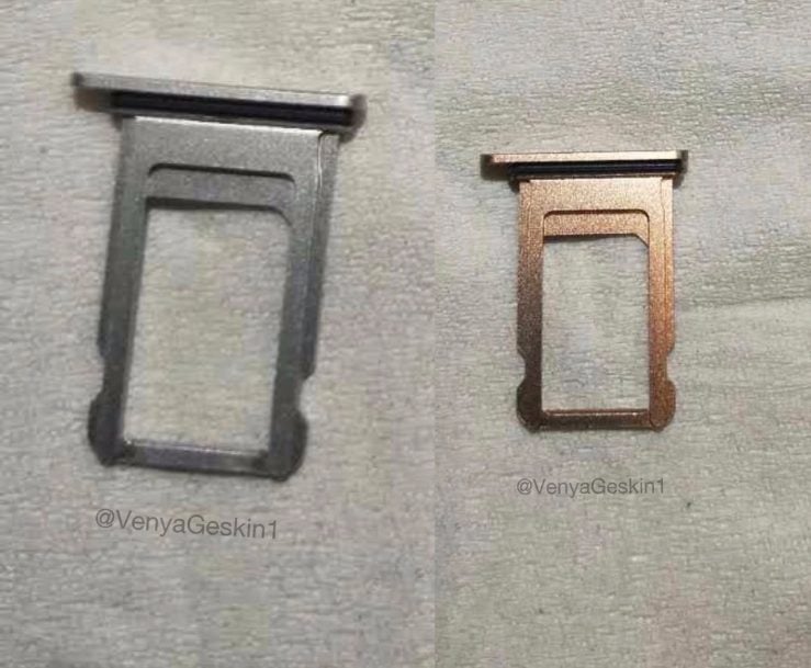 iPhone 8 : des photos de tiroirs pour la carte SIM (argent et or/cuivre)