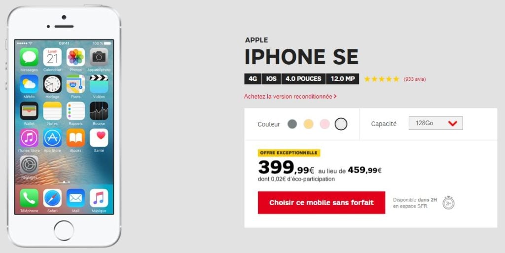 Bon plan : l'iPhone SE 128Go débloqué à seulement 399€ via SFR