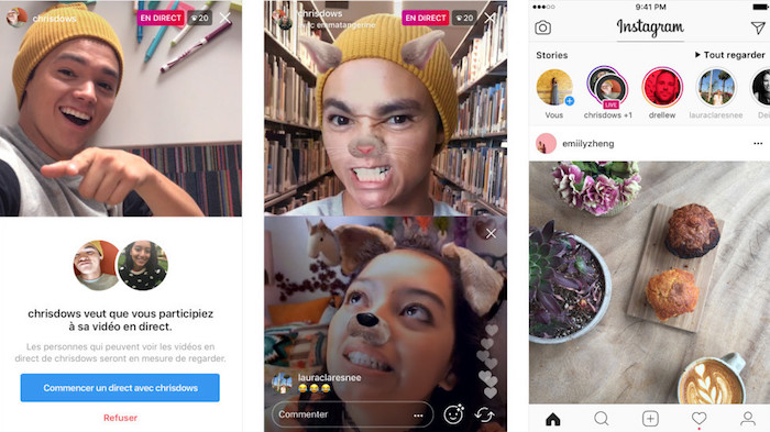 Instagram propose d'inviter un ami à ses vidéos en direct