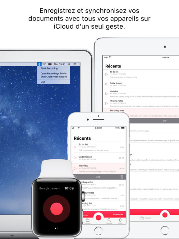 App du jour : Just Press Record (iPhone & iPad – 5,49€)