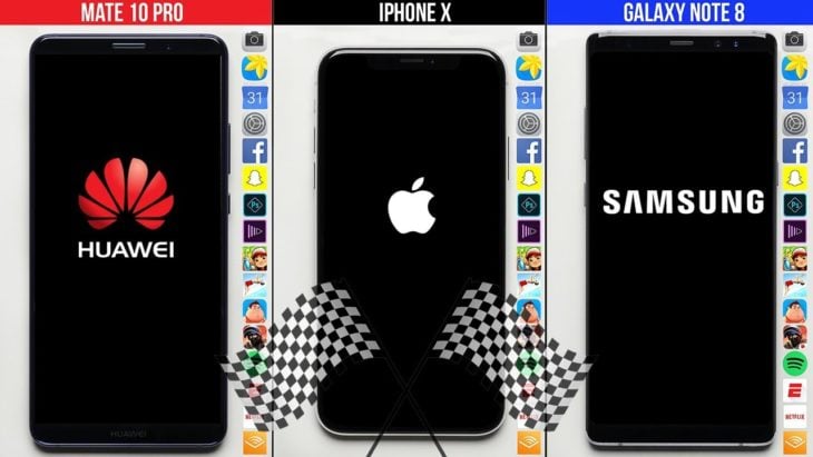 iPhone X vs Huawei Mate 10 vs Galaxy Note 8 : test de rapidité