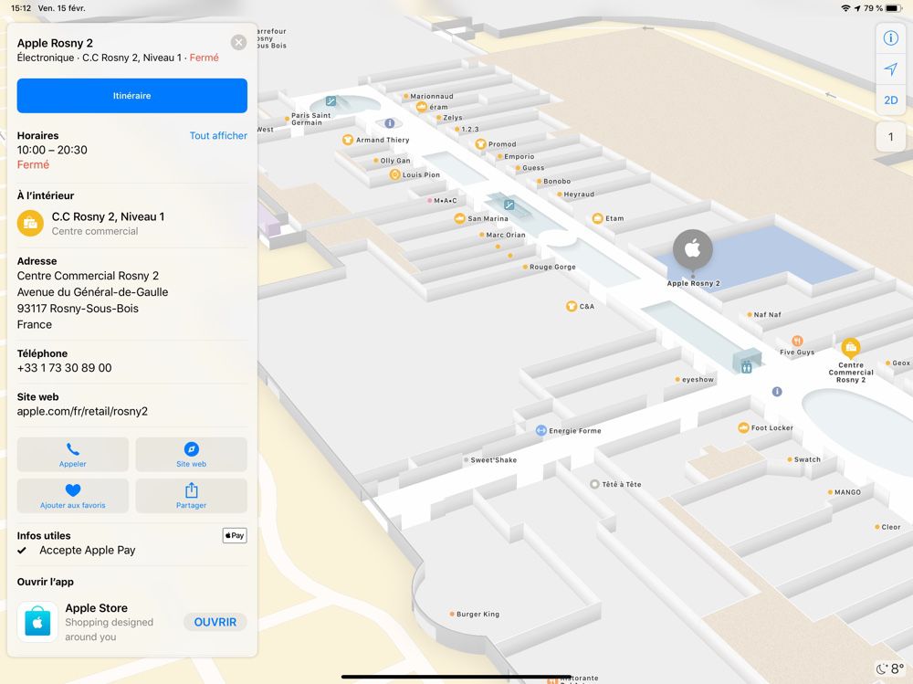 Apple Plans cartographie désormais l'intérieur des centres commerciaux