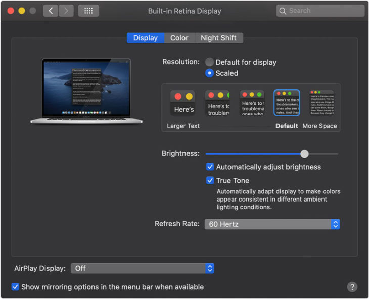 Le MacBook Pro 16 Pouces peut faire varier le taux de rafraîchissement de son écran