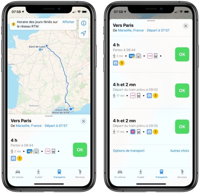 Apple Plans ajoute les itinéraires en transports en commun