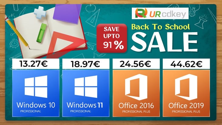 Back To School chez URcdkey : Windows 10/11 Pro à 13€, Office à 24€ !