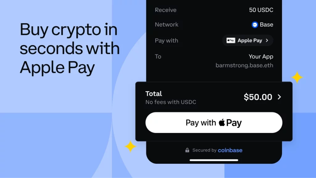 Coinbase Onramp prend désormais en charge l'achat de cryptomonnaies avec Apple Pay