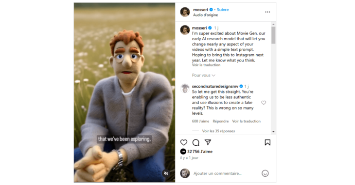 Movie Gen : Instagram va remplacer ses filtres AR par des vidéos générées par IA