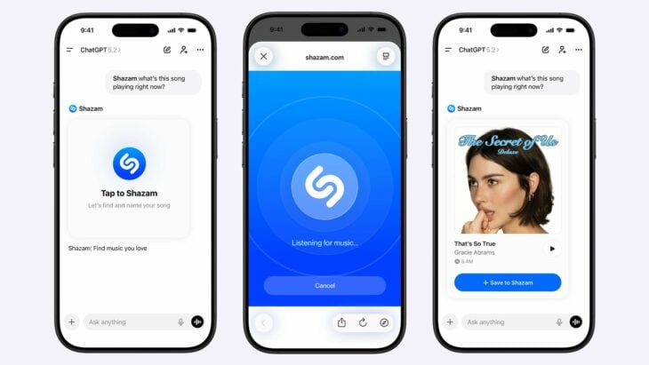 Shazam : la reconnaissance musicale arrive dans ChatGPT