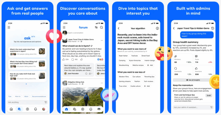 Meta lance discrètement Forum, une app indépendante de groupes Facebook