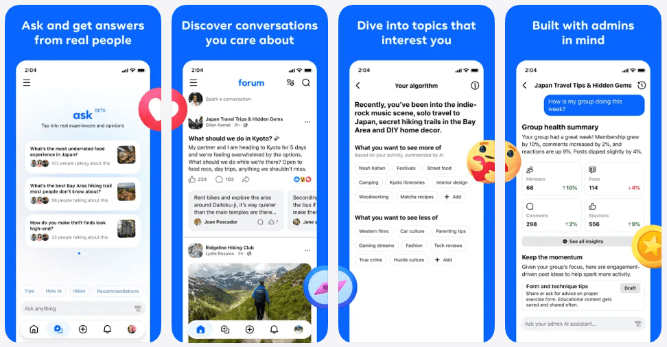 Meta lance discrètement Forum, une app indépendante de groupes Facebook